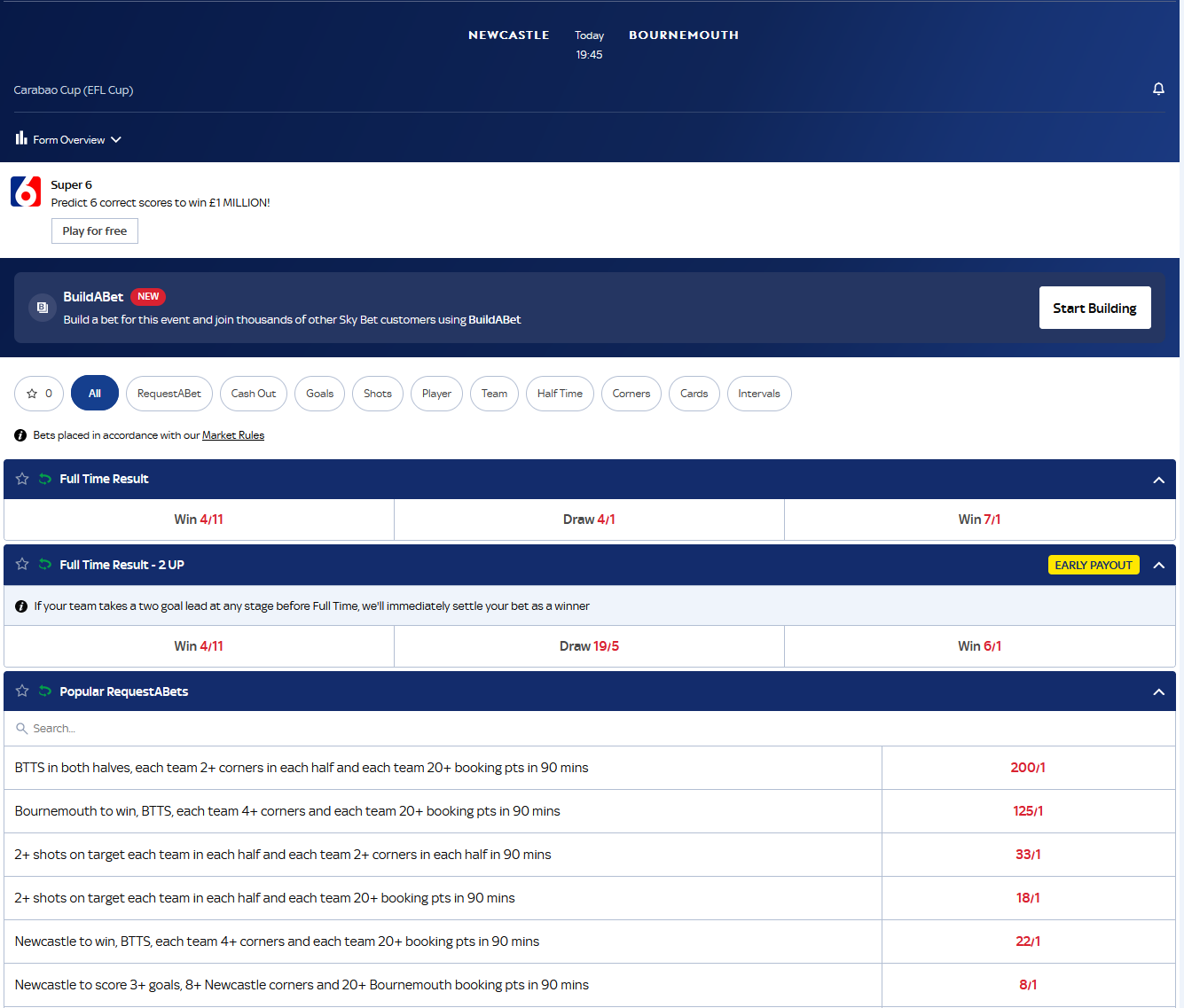 Sports Betting Example Match